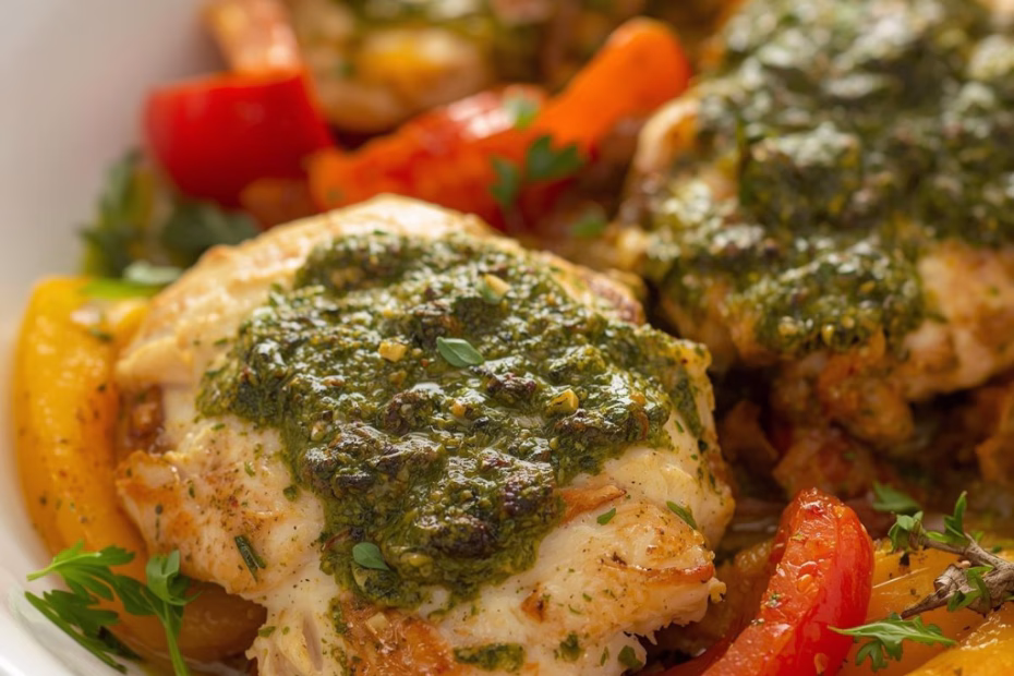 Pesto Chicken with Peppers Recipe
