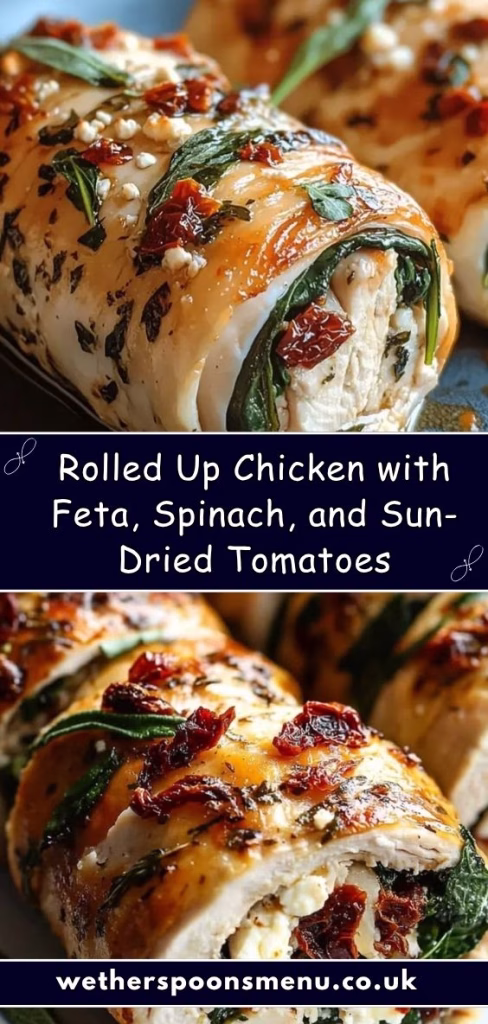 Rolled Up Chicken with Feta Spinach & Sun-Dried Tomatoes Recipe