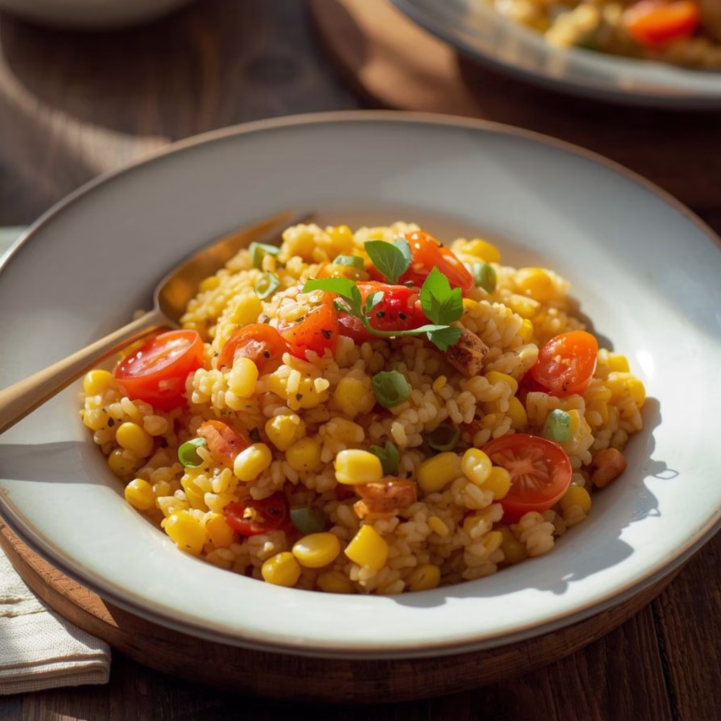 Summer Risotto with Sweet Corn and Tomatoes Recipe