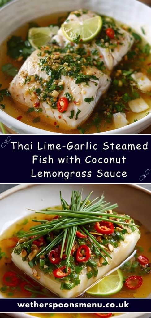 Thai Lime-Garlic Steamed Fish with Coconut Lemongrass Sauce Recipe
