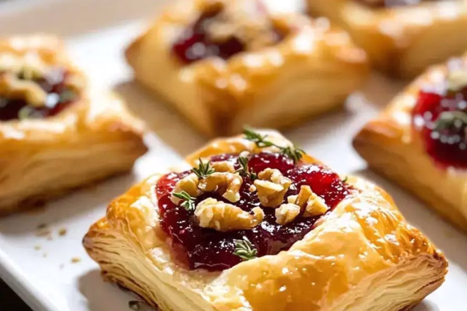 Warm Brie & Hot Honey Puff Pastry Bites with Rosemary Recipe