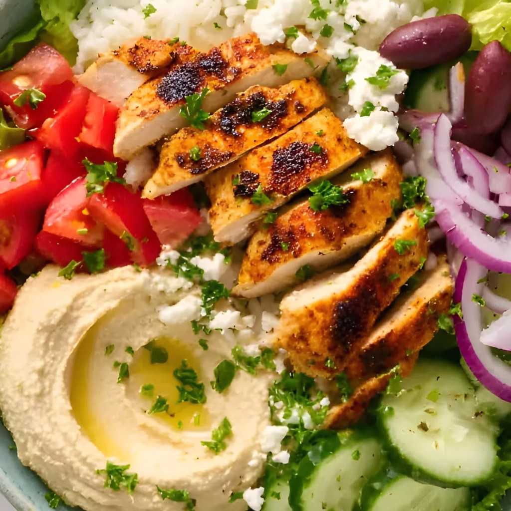 Greek Chicken Meal Prep Salad with Hummus Recipe