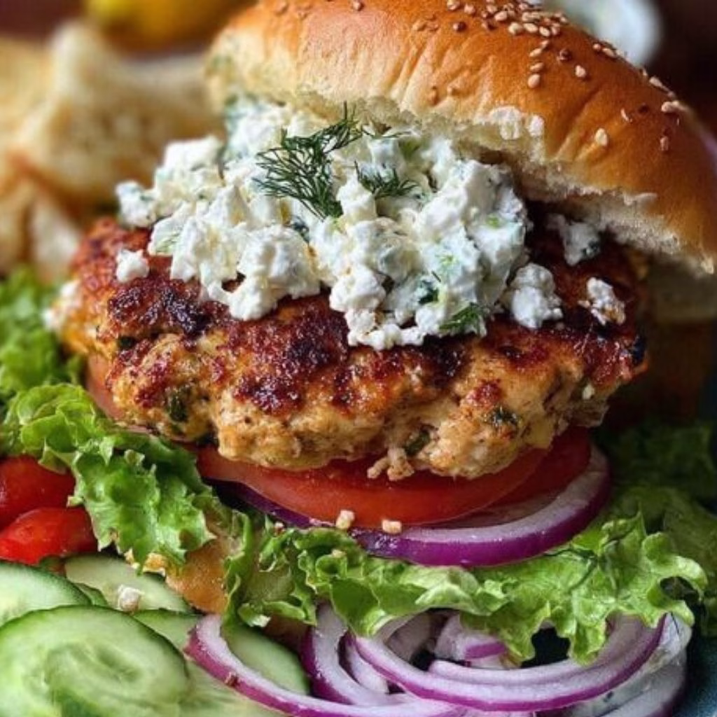 Greek Chicken Burgers with Tzatziki Recipe