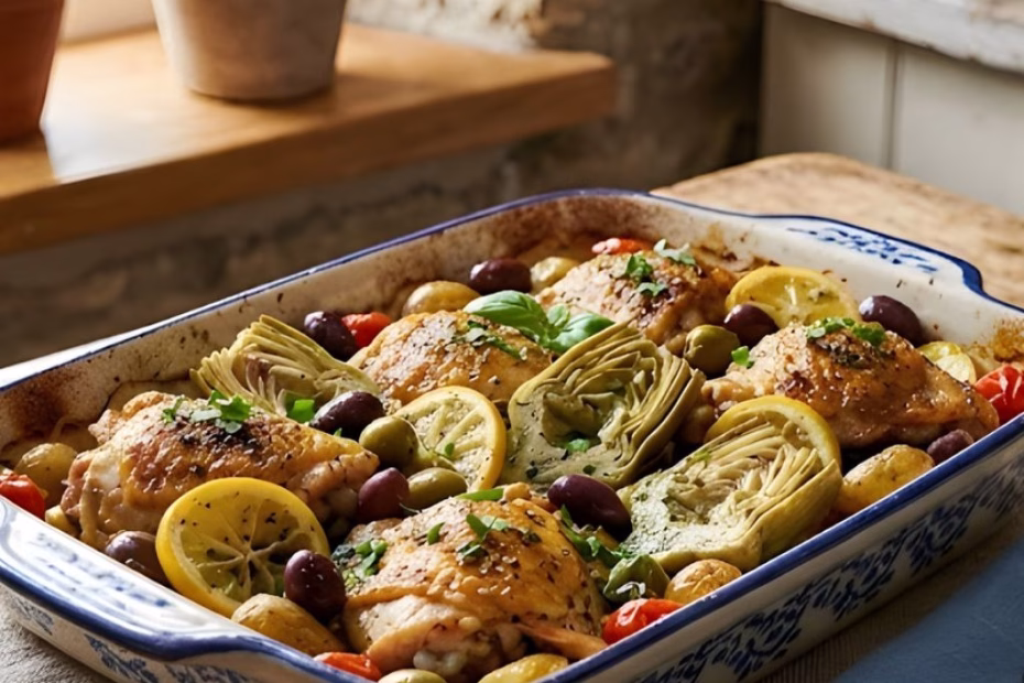 Mediterranean Lemon Chicken with Artichokes & Olives Recipe