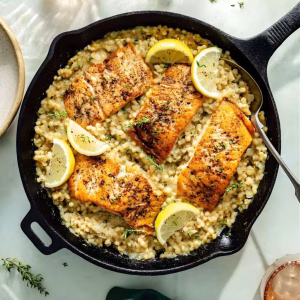 Herbed Pearl Couscous and Salmon Recipe