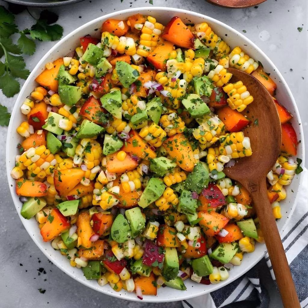 Sweet Corn Salad with Peaches Recipe