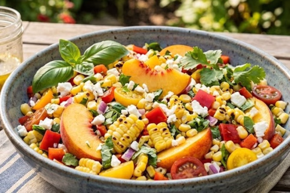 Sweet Corn Salad with Peaches Recipe