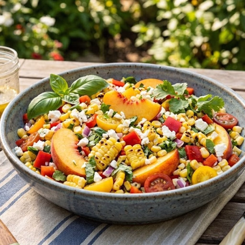 Sweet Corn Salad with Peaches Recipe