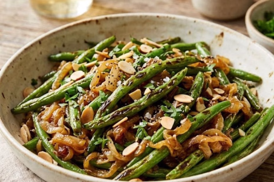 Roasted Green Beans with Sweet Caramelized Onions Recipe