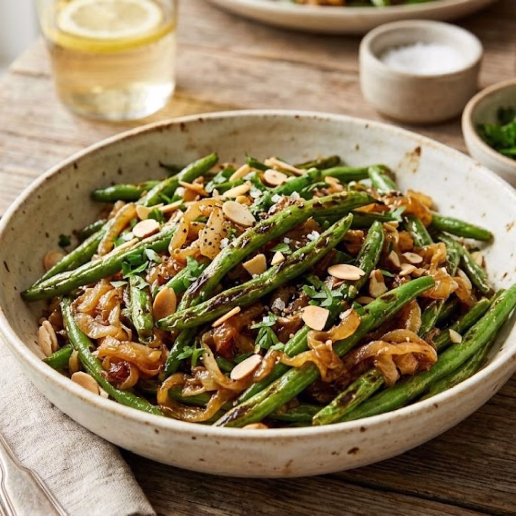 Roasted Green Beans with Sweet Caramelized Onions Recipe