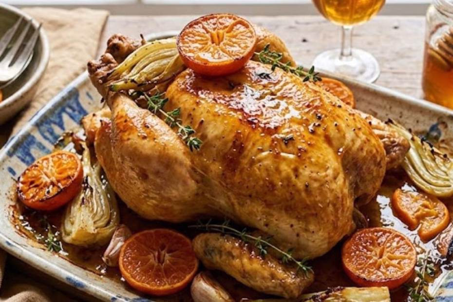 Clementine Roast Chicken with Fennel and Honey Recipe