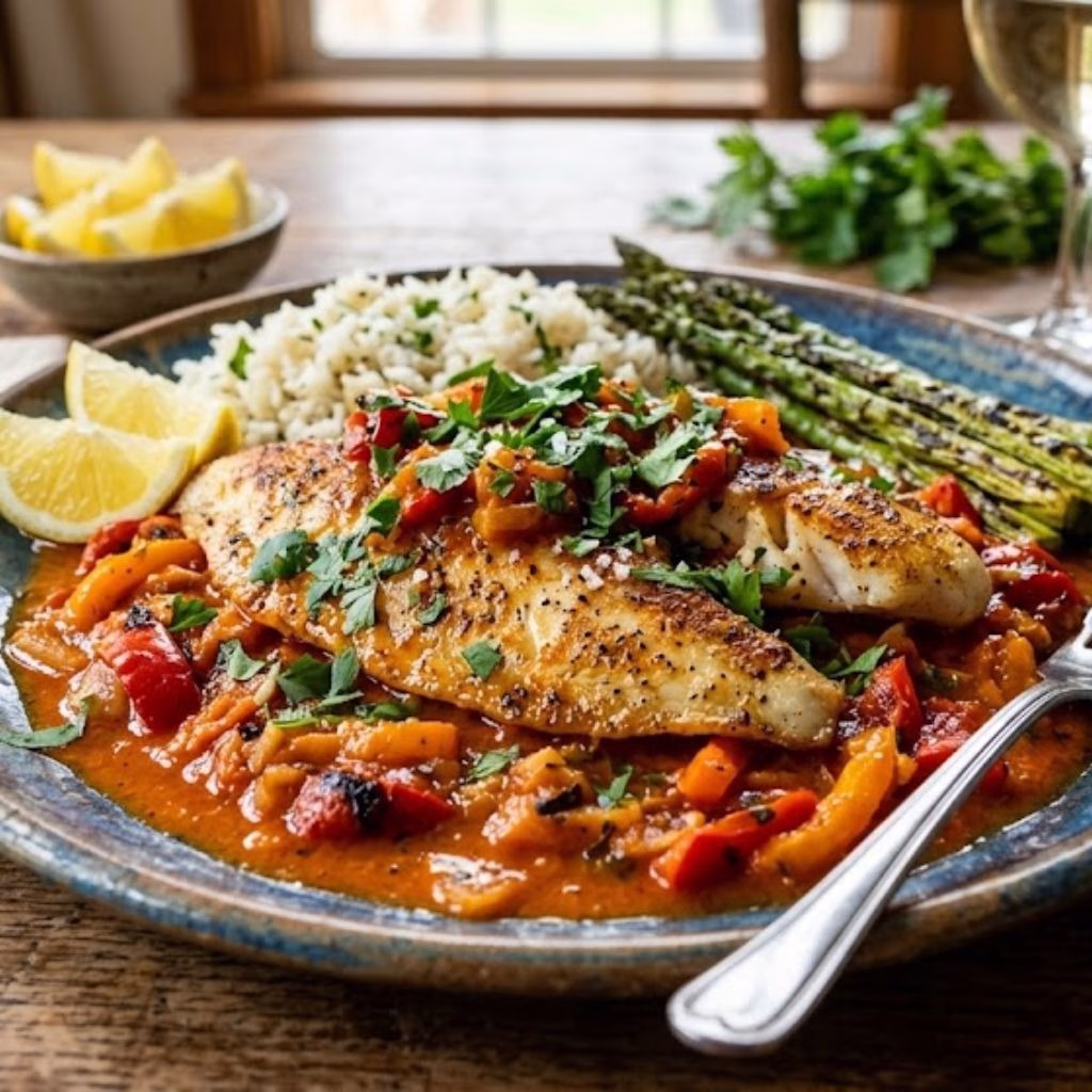 Tilapia in Roasted Pepper Sauce Recipe
